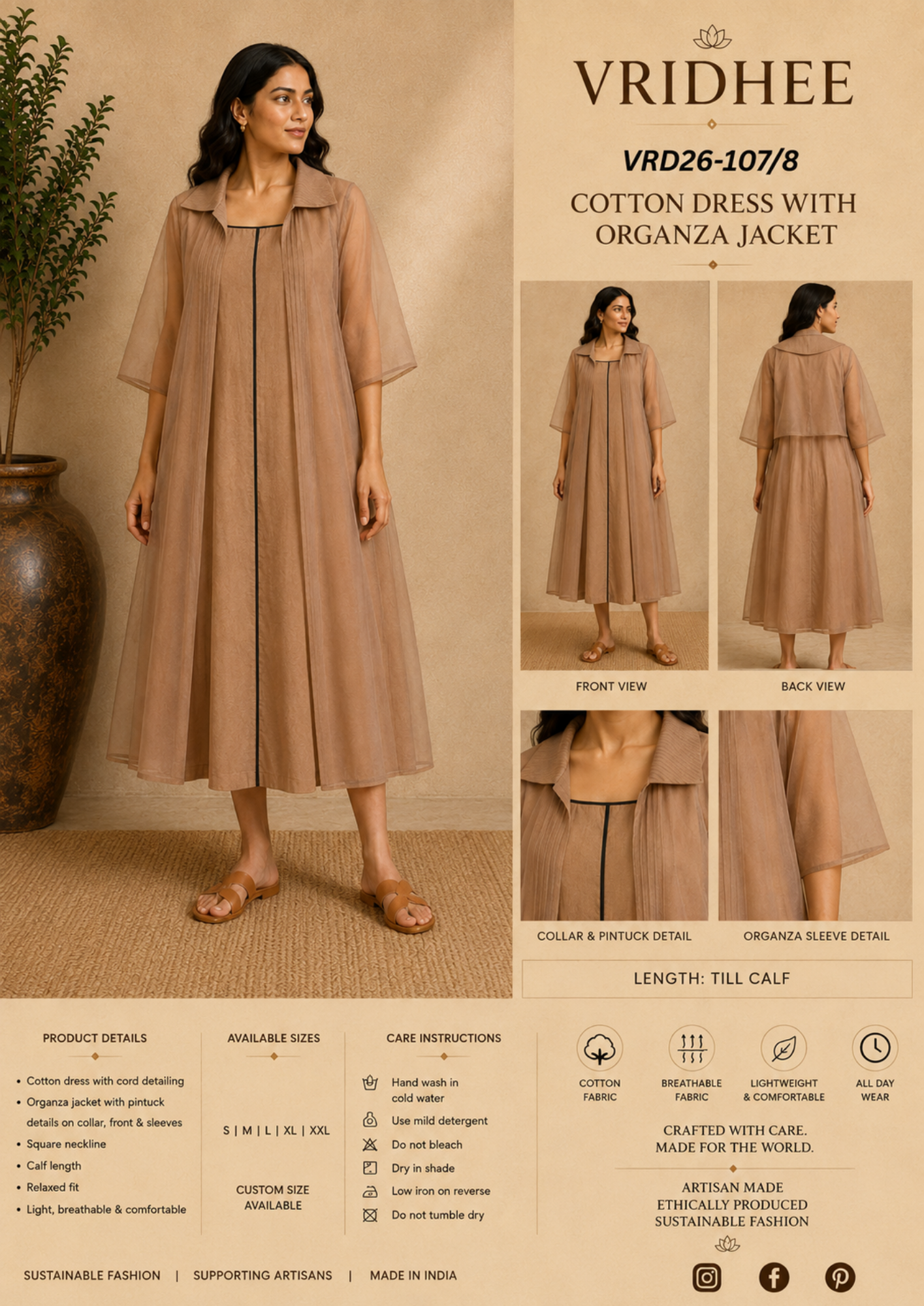Cotton dress with organza jacket dress