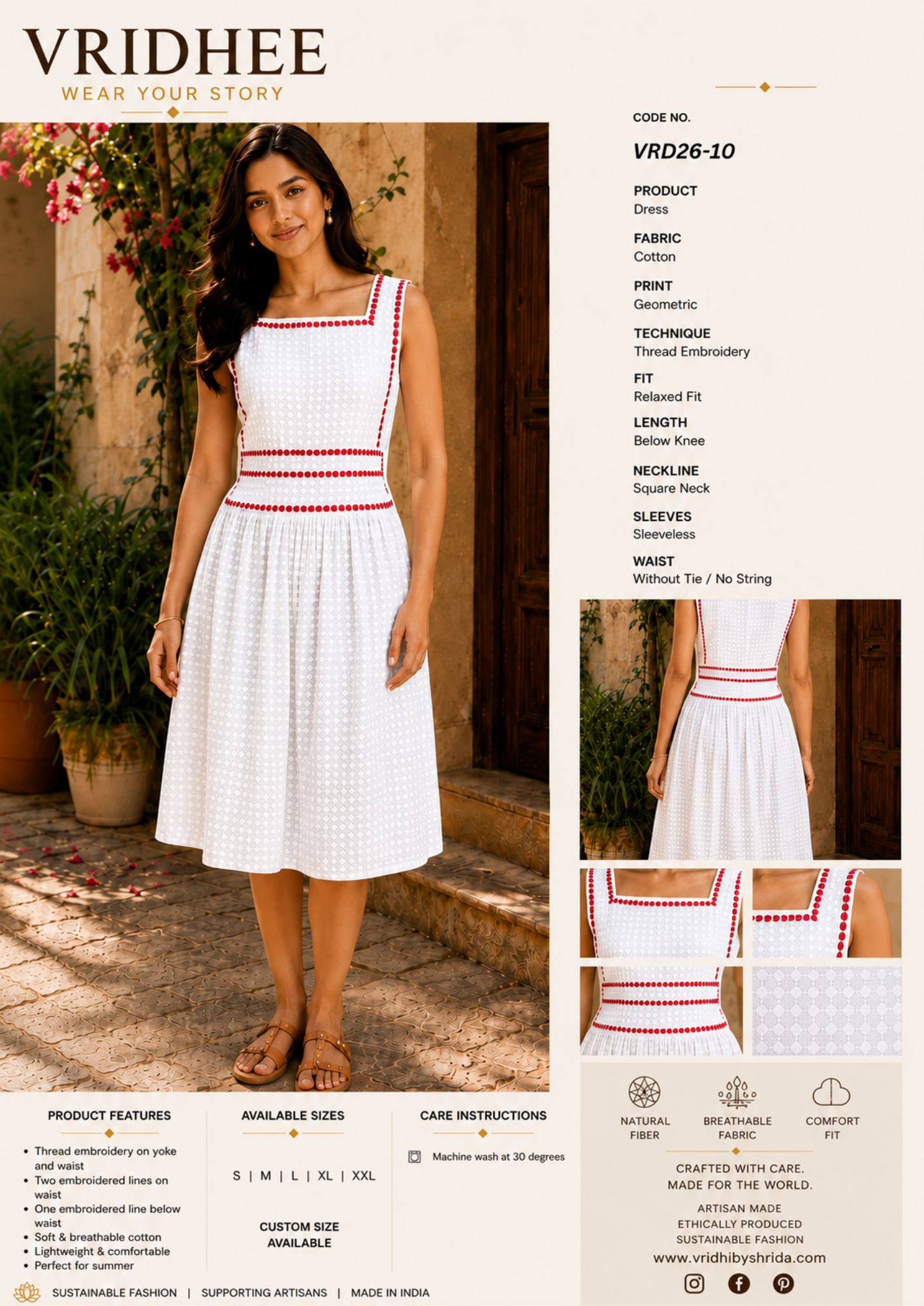 Block Print with thread embroidery dress