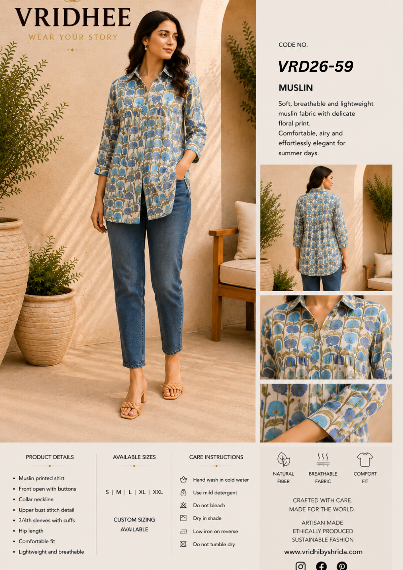 Printed Muslin Shirt