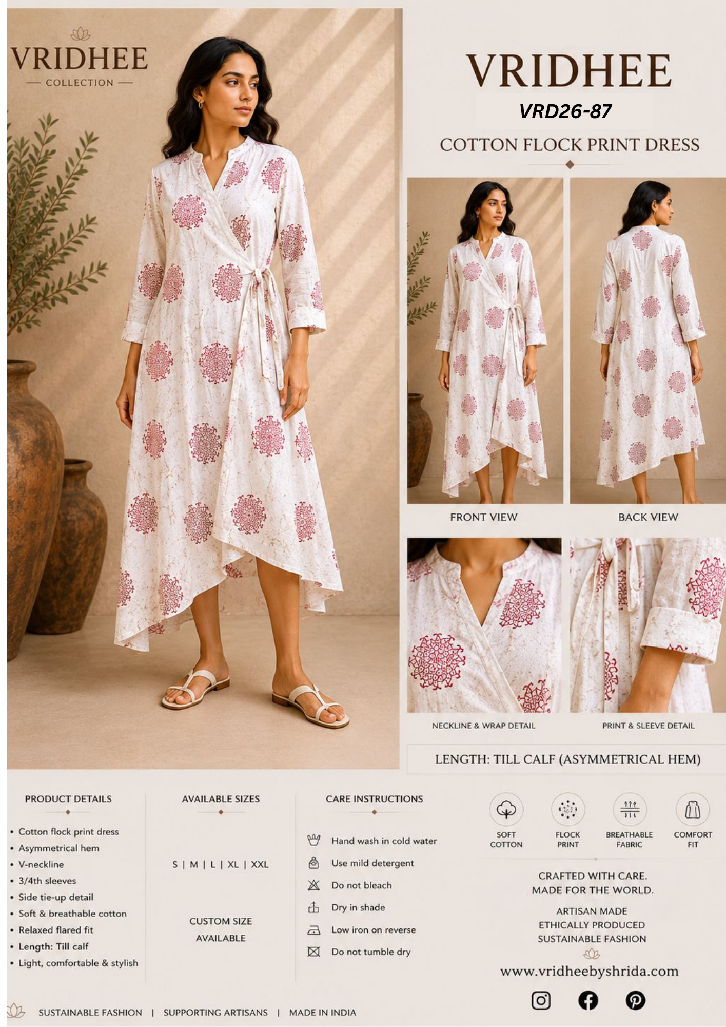 Cotton mud dye with block print dress