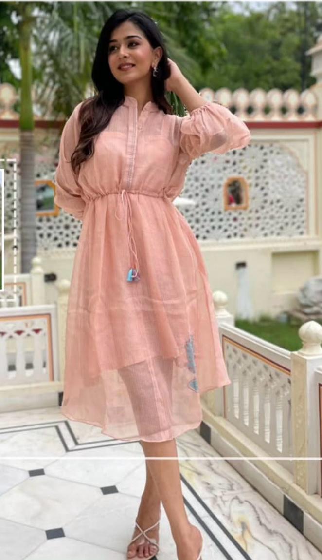 kota cotton dresses Buy Bebo Hand Embroidered Kota Doria Cotton Maxi Dress - Multicolour