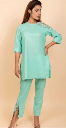 Linen Co-ord set with beads handwork