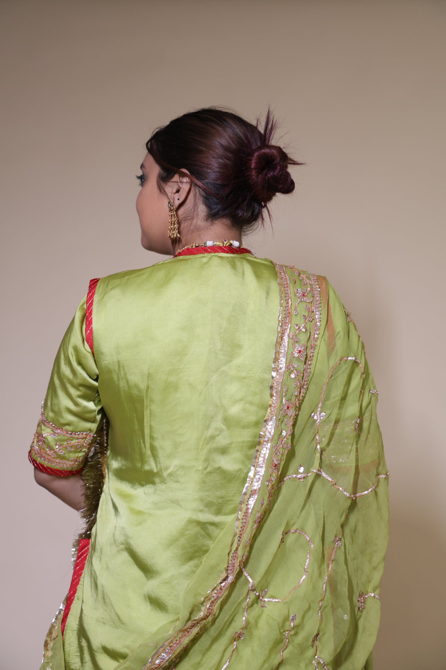 Green and Red Rajputi Poshak