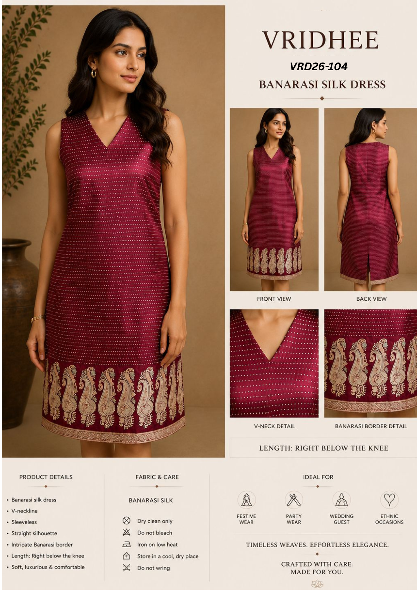 Maroon silk banarsi dress