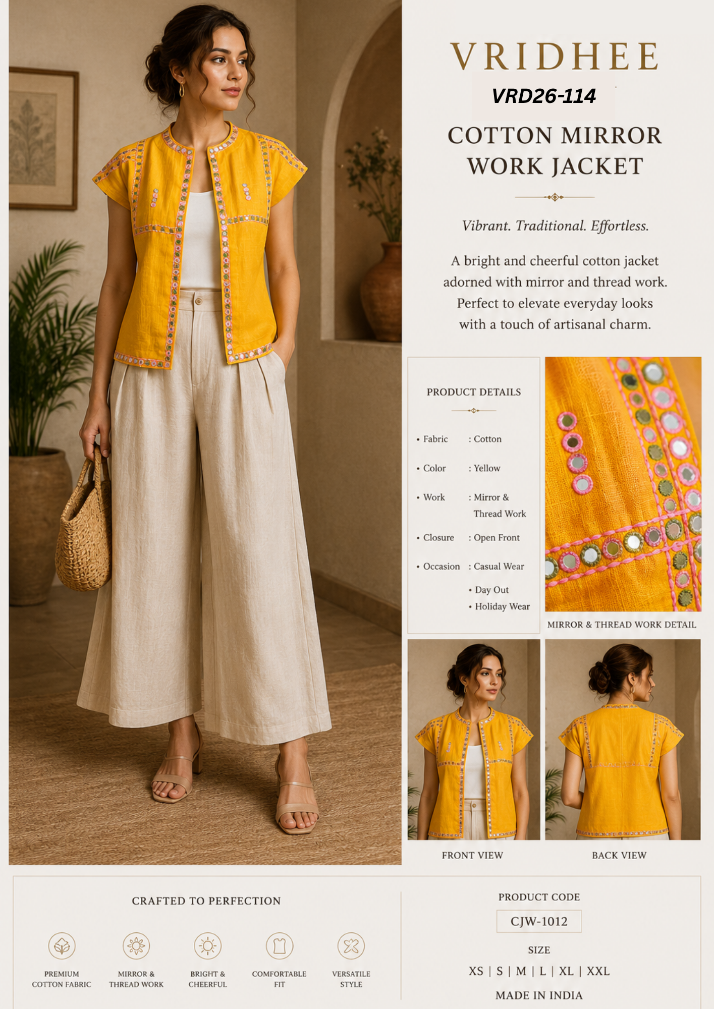 cotton jacket with mirror embroidery