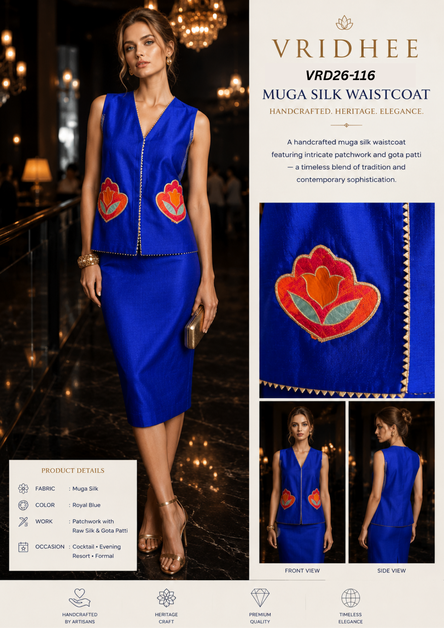 Raw silk Jacket with patchwork