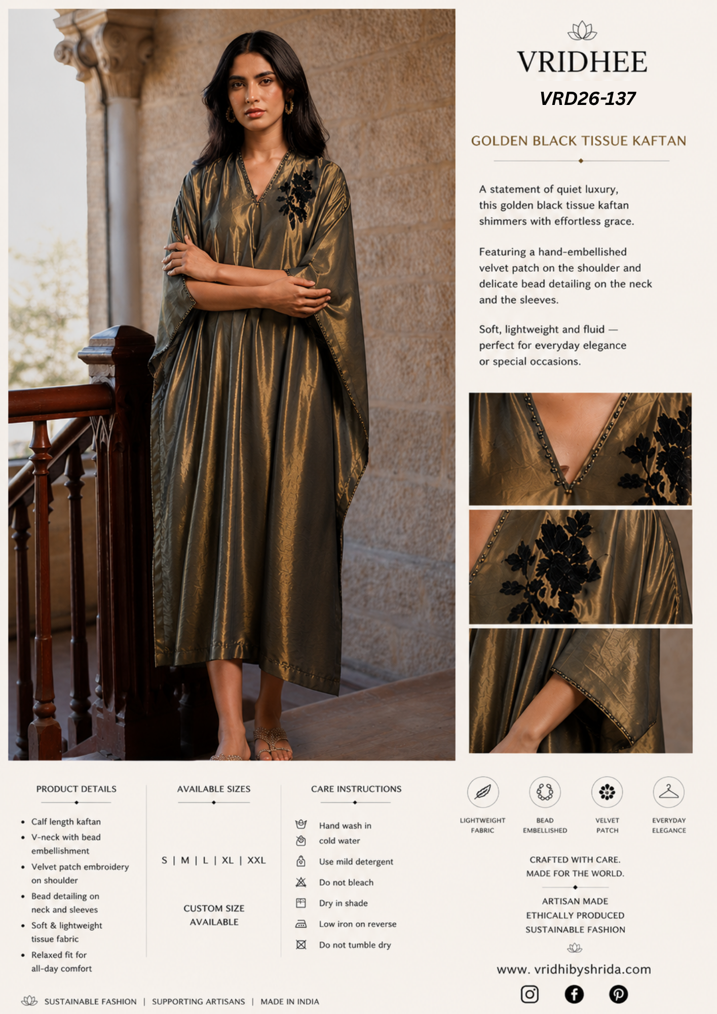 Black tissue kaftaan dress