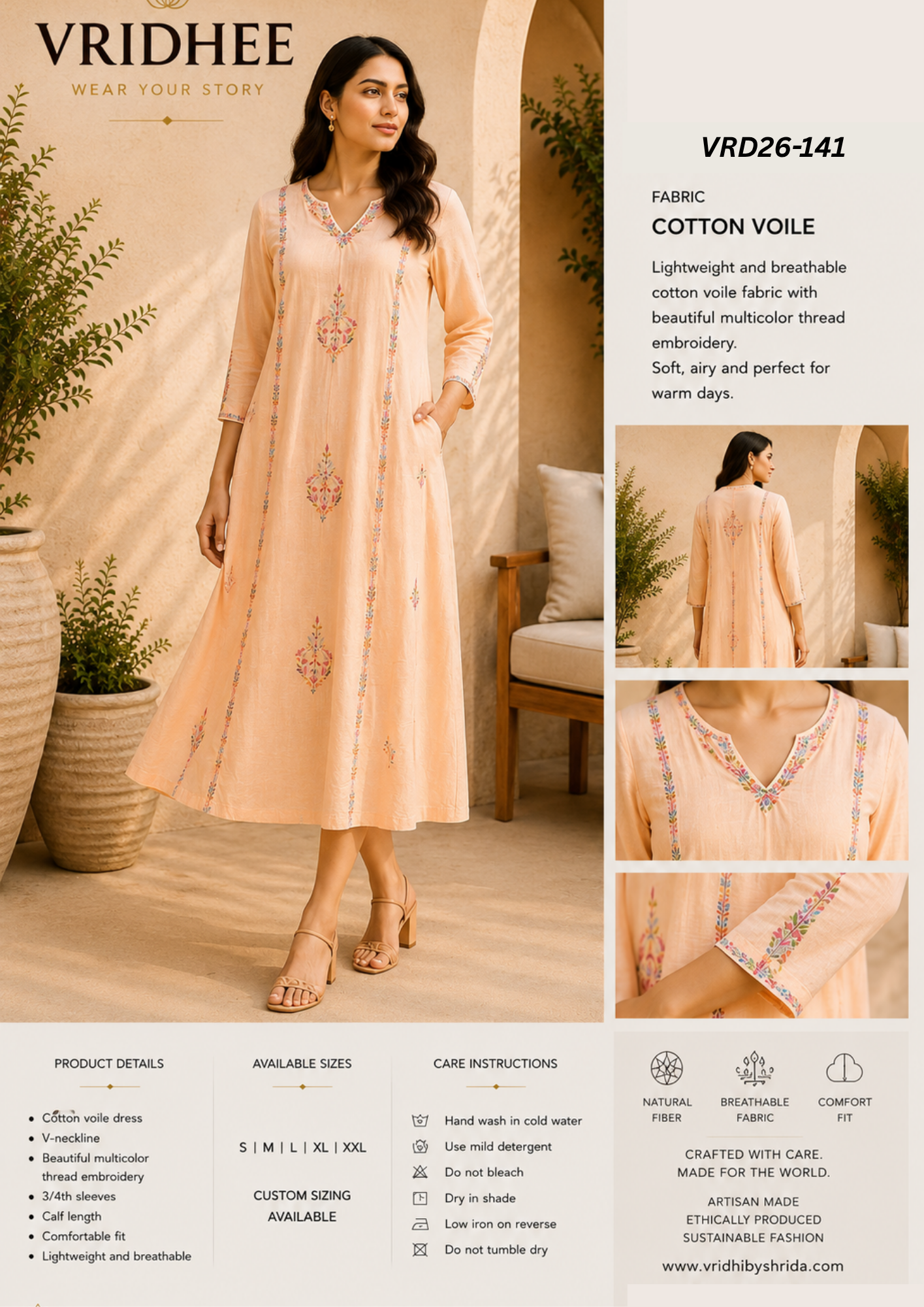 Cotton dress with embroidery