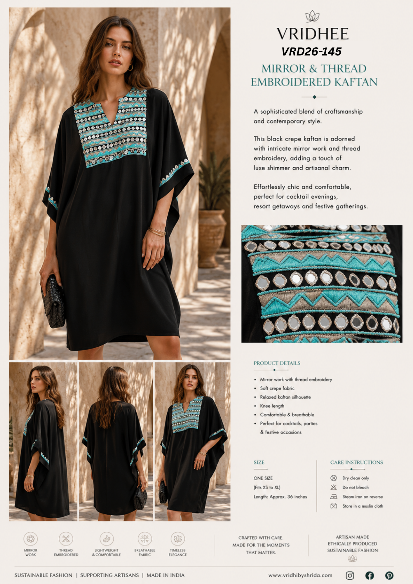 Black Kaftaan dress with mirror work