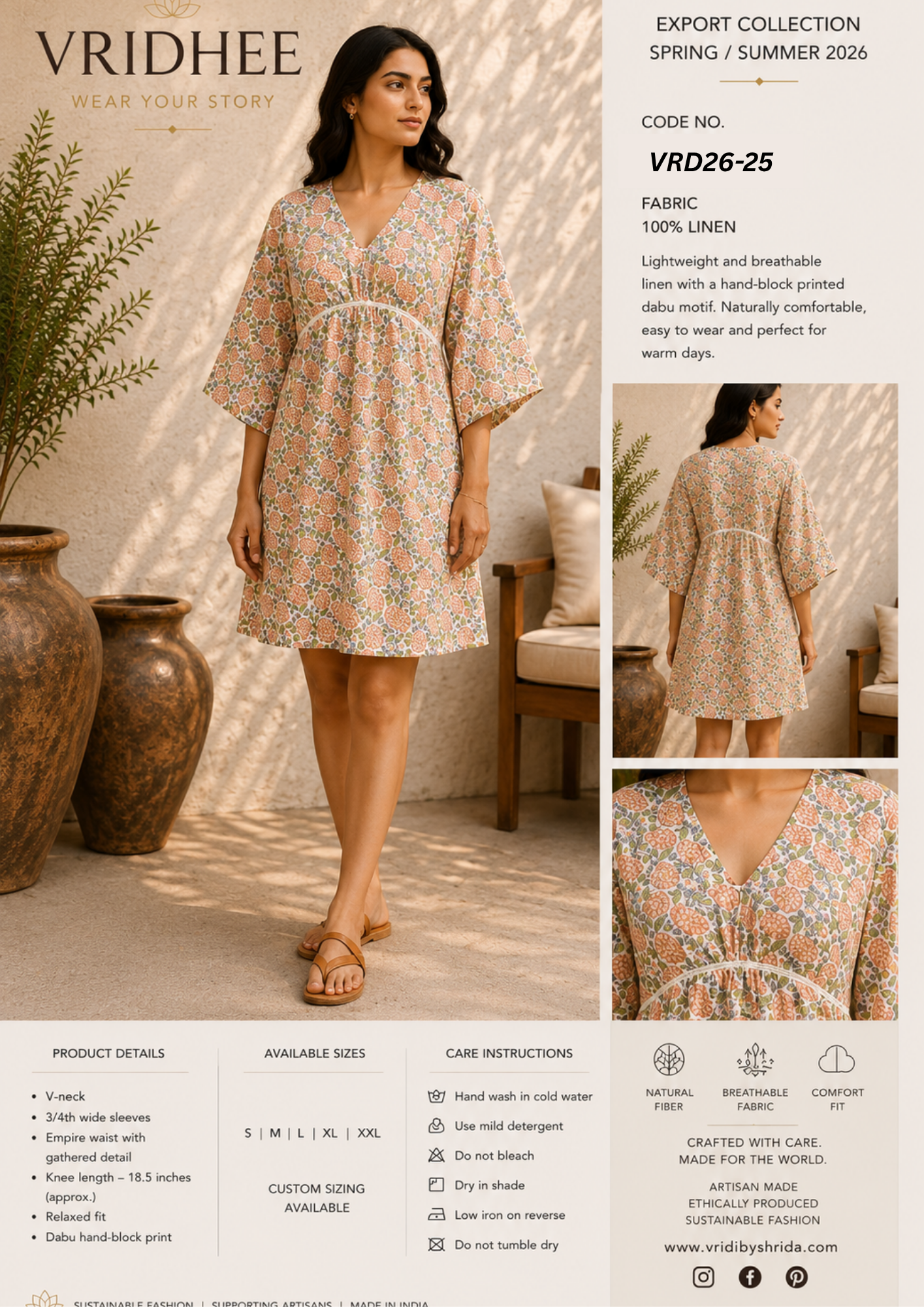 White printed linen dress