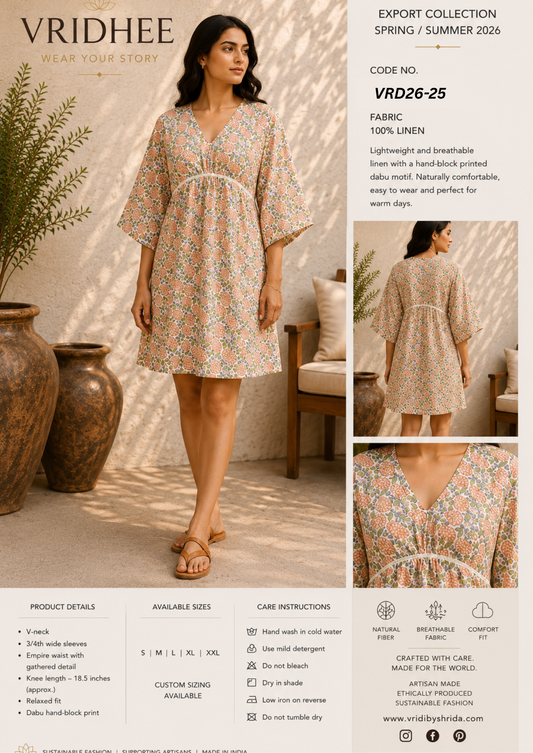 White printed linen dress