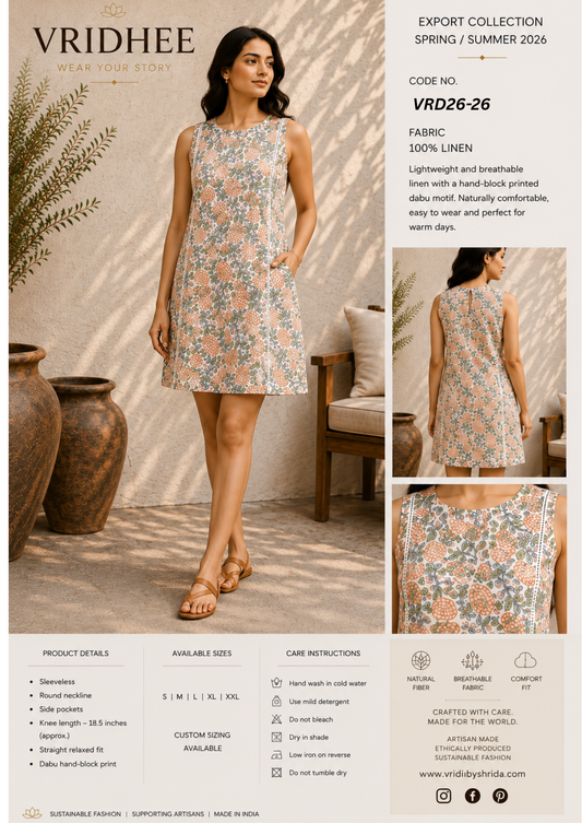 White printed linen dress