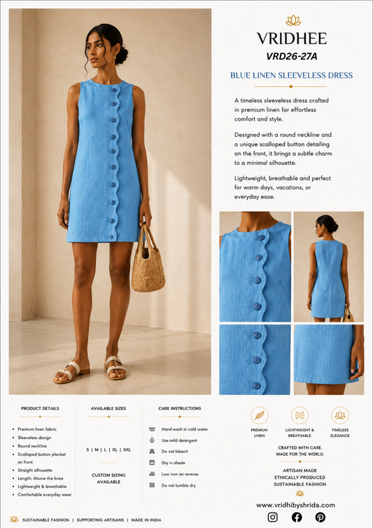 Blue linen dress