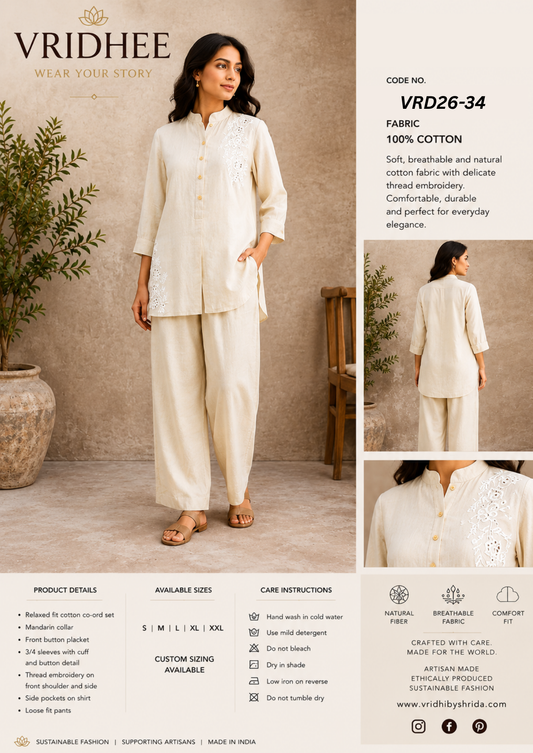 Cotton embroidery Co-Ord Set