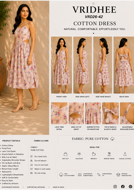 Printer cotton silk dress
