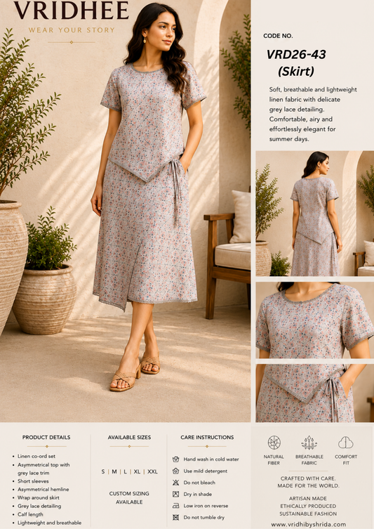 Grey printed linen Co-Ord set