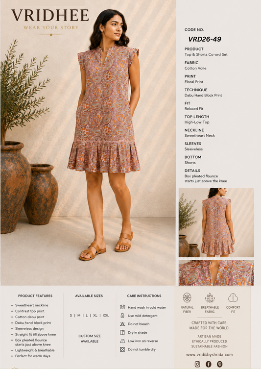 Brown block print dress