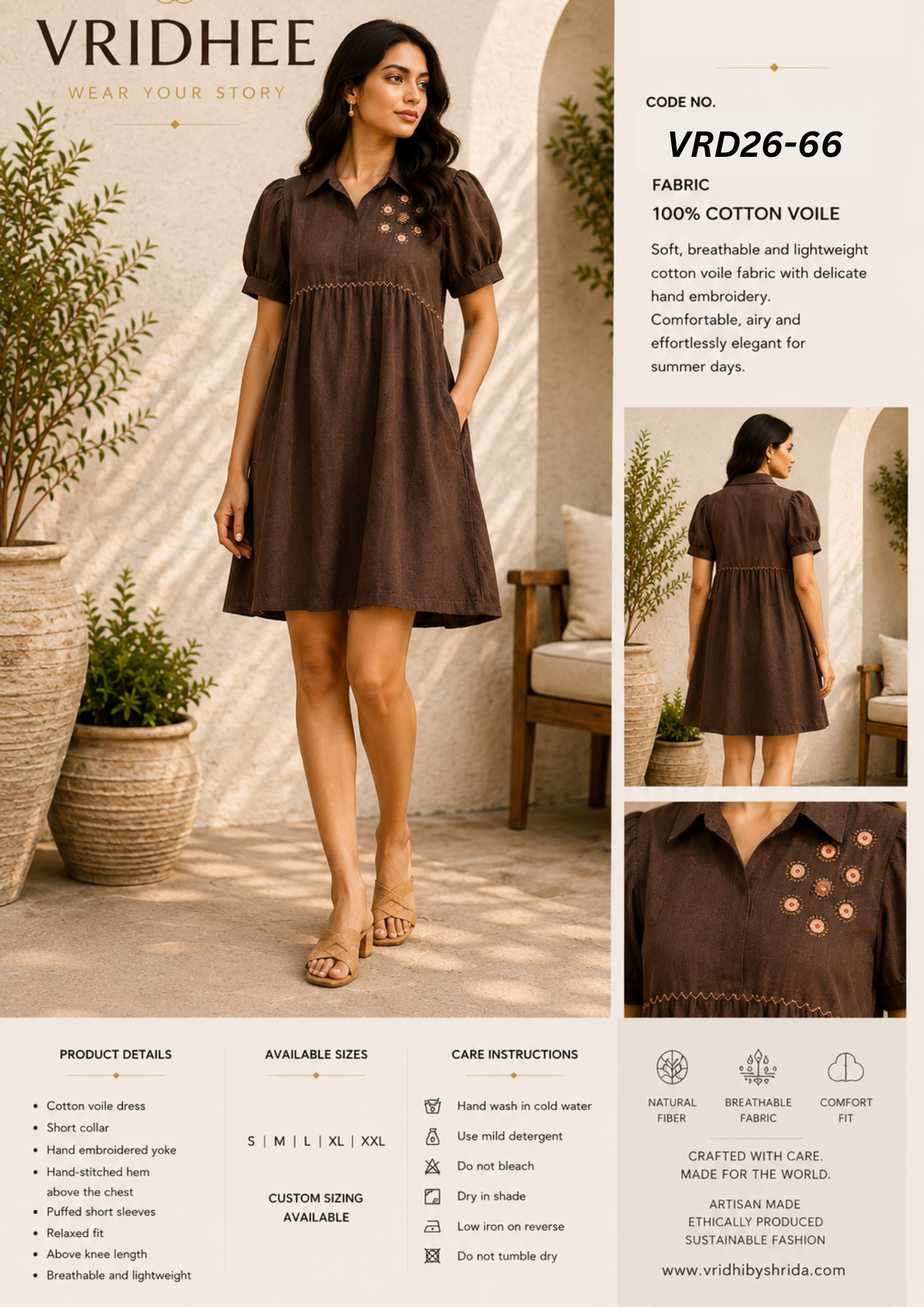 Brown Cotton Dress