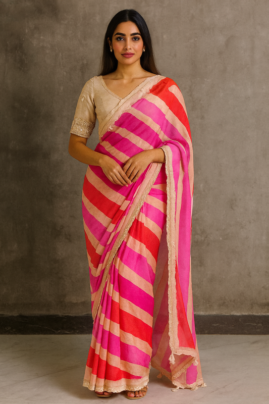 Pink LEHARIYA Saree