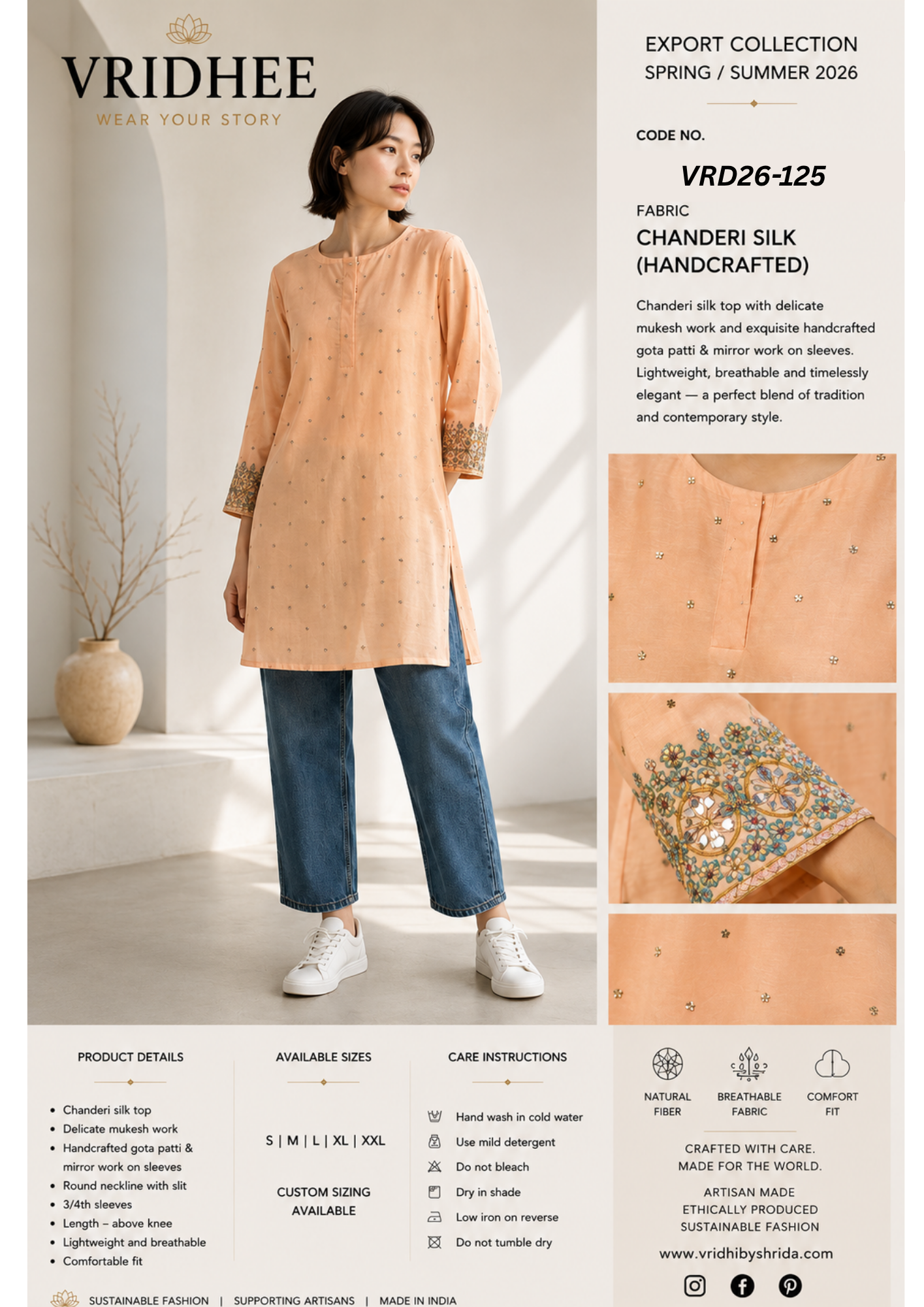 Blue chanderi mukaish kurta with gotta patti  work