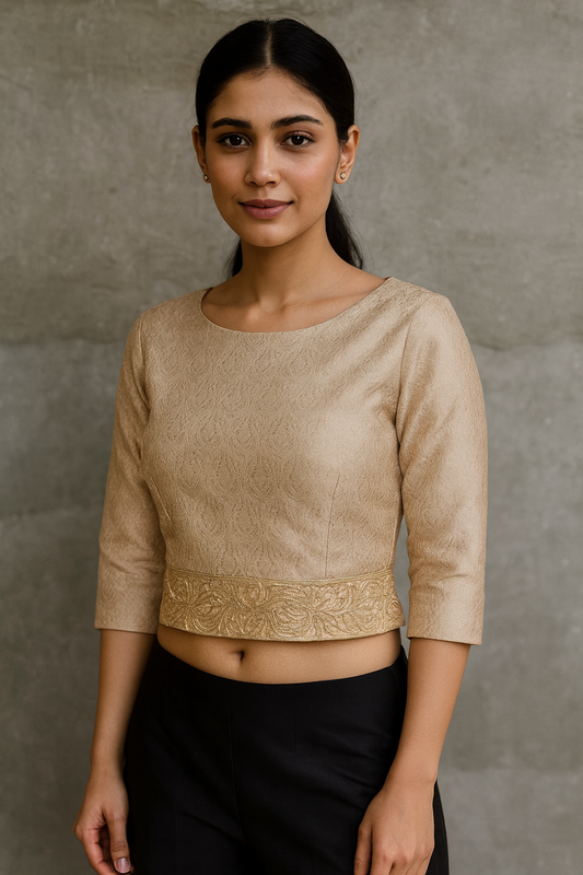 Banarsi Cream Blouse with zardozi work
