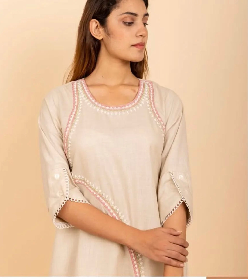 Linen co-ord set with beads work