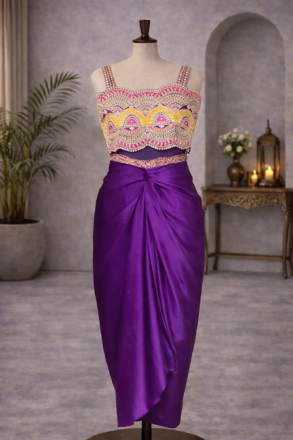 Multi color gotta patti dhoti outfit